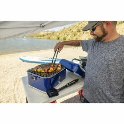 Pit Boss Pit Stop, Portable Charcoal Grill W/ Cover And Bag - Blue -Ash Roamer Sales Store 10824 pit stop charcoal lifestyle beach3