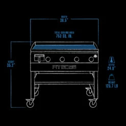 Pit Boss 4-Burner Griddle -Ash Roamer Sales Store 10962 4Burner Gas Griddle DimensionDrawing