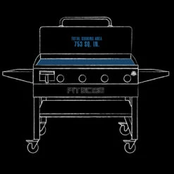 Pit Boss 4-Burner Deluxe Griddle With Side Shelves + Lid -Ash Roamer Sales Store 10963 4Burner Deluxe Griddle DimensionsDrawingInterior