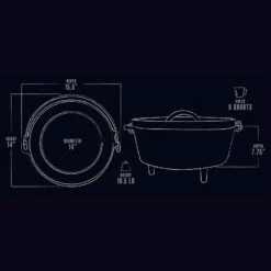 Pit Boss 14in Cast Iron Dutch Oven -Ash Roamer Sales Store 68011dimensions