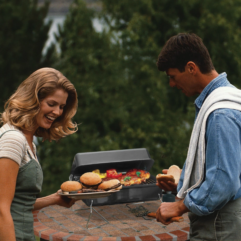 1-Burner Deluxe Portable Propane Gas Table Top Grill In Black 3 1-Burner Deluxe Portable Propane Gas Table Top Grill In Black