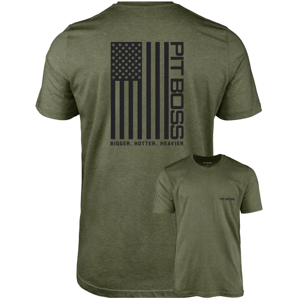 Pit Boss Vertical Flag Men’s T-Shirt - Military Heather Green - S 3 Pit Boss Vertical Flag Men’s T-Shirt - Military Heather Green - S
